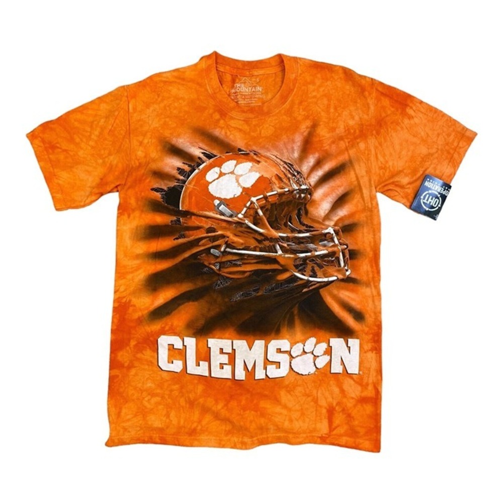 Clemson Tigers The Mountain T Shirt Men Small Orange Tie Dye Graphic S/S OHT Tee
